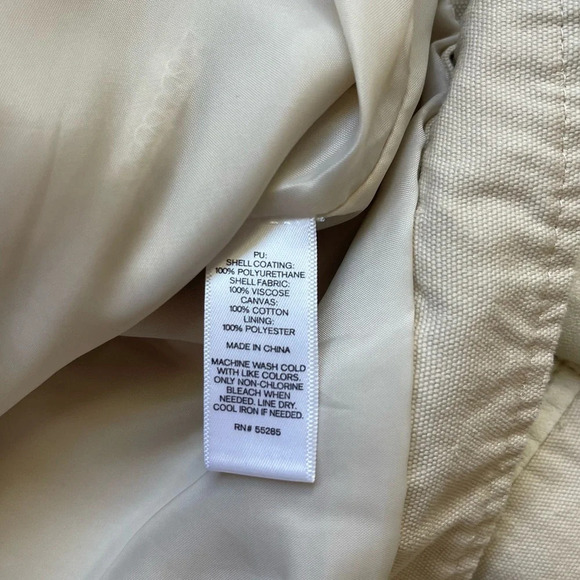 Express Cream & Tan Contrast Full Zip Leather Jacket Small Women’s - Picture 11 of 12